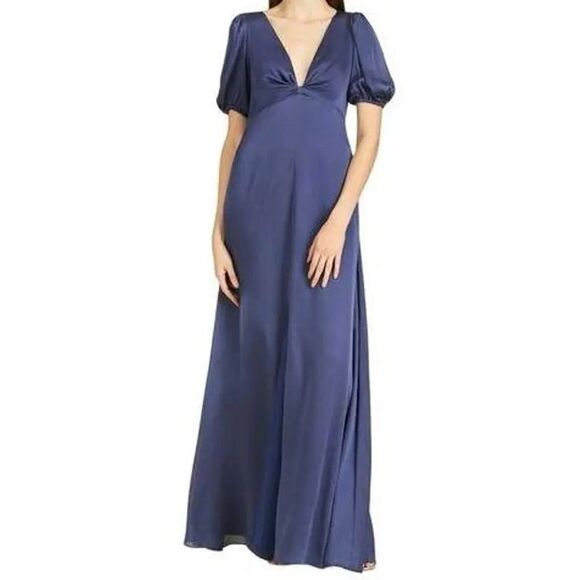 NWT Sachin + Babi Alli gown with puff sleeves in Cobalt blue women's size 2 - Picture 3 of 13